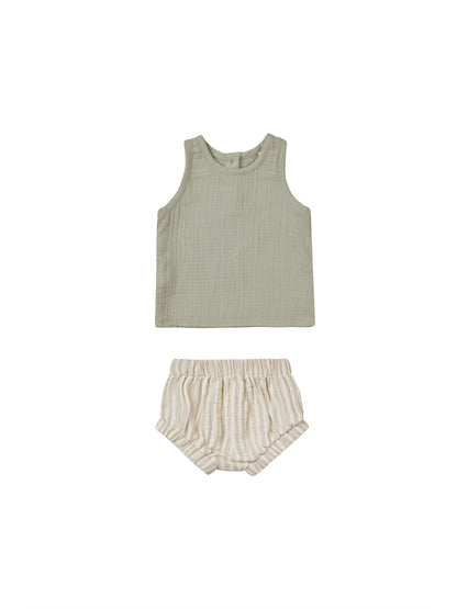 Woven Tank + Shirt Set (sage stripe)