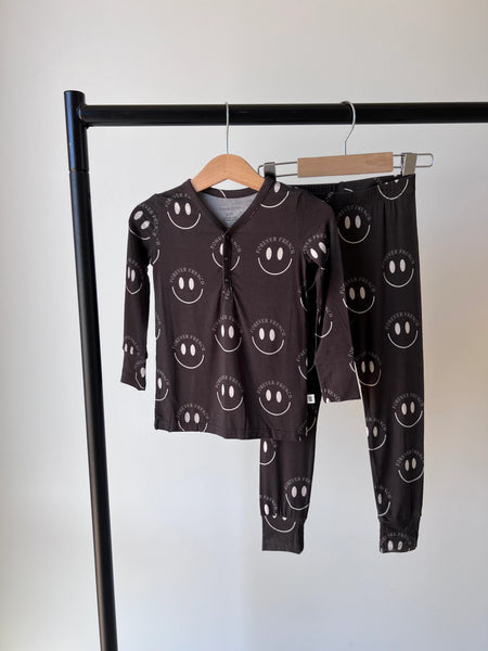 Charcoal + White FF Smile 2 Piece PJ Set