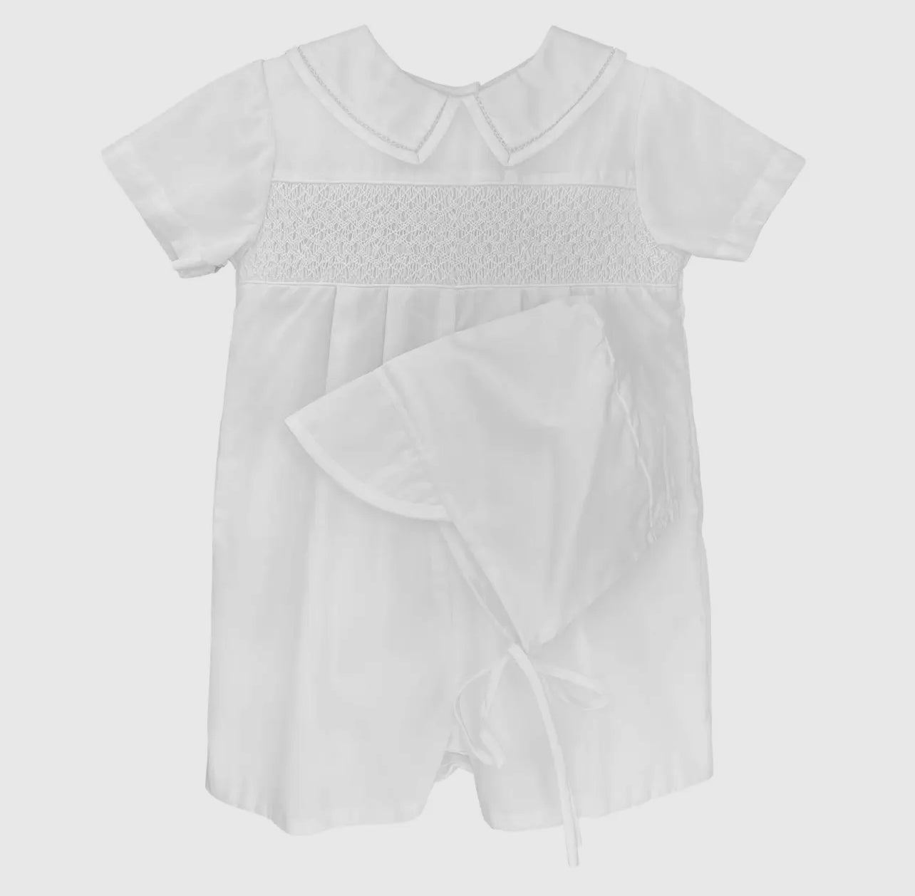 Diamond Smocked Romper (white)