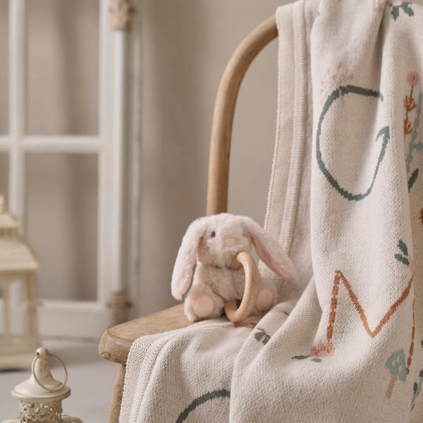 Plush Bunny Wooden Baby Rattle