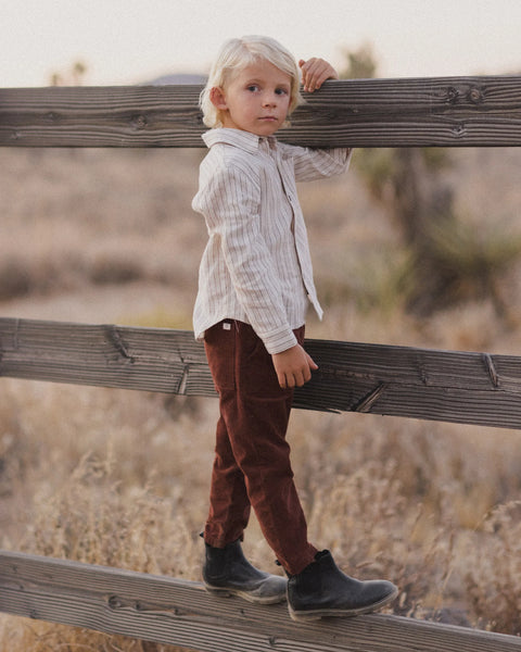 Collard Long Sleeve Shirt (Stone Stripe)