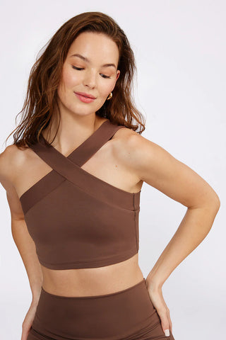 Leah Cross Neck Bra Top (mocha)