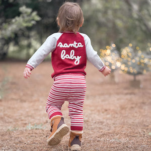 Santa Baby Varsity Jacket & Striped Pant Set