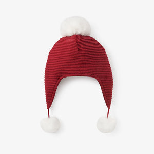 Red Pom Pom Baby Hat