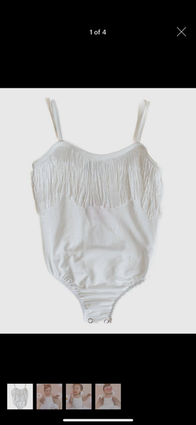 Maxine Fringe Tank Leotard (white)