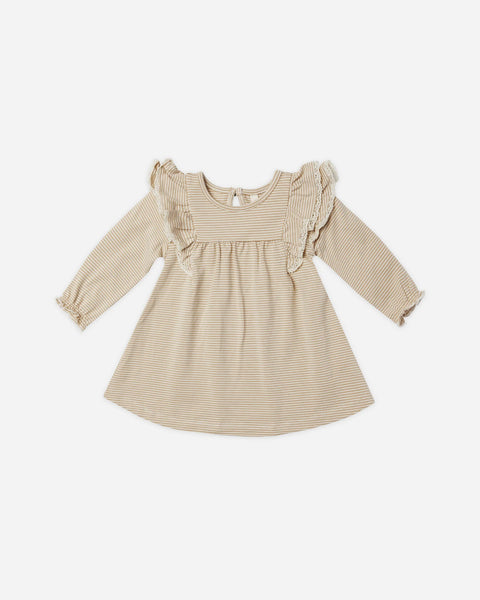 Long Sleeve Flutter Dress (latte)