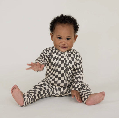 B+W Wavy Bamboo Double Zip Romper