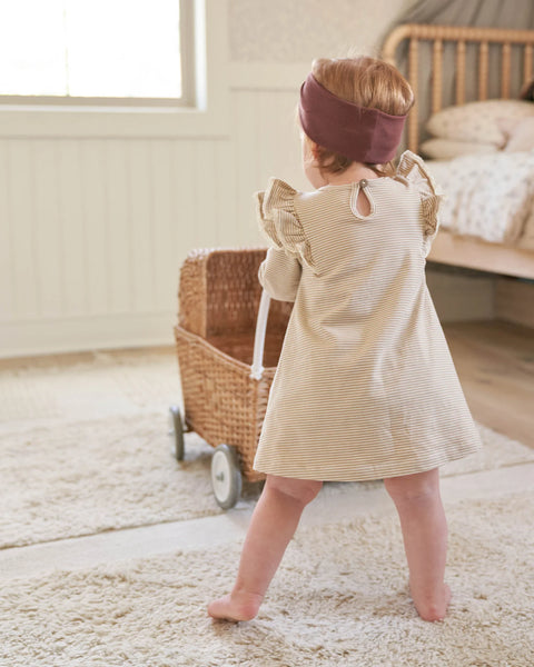 Long Sleeve Flutter Dress (latte)