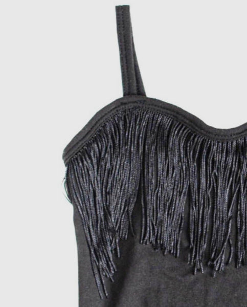 Maxine Fringe Tank Leotard (black)