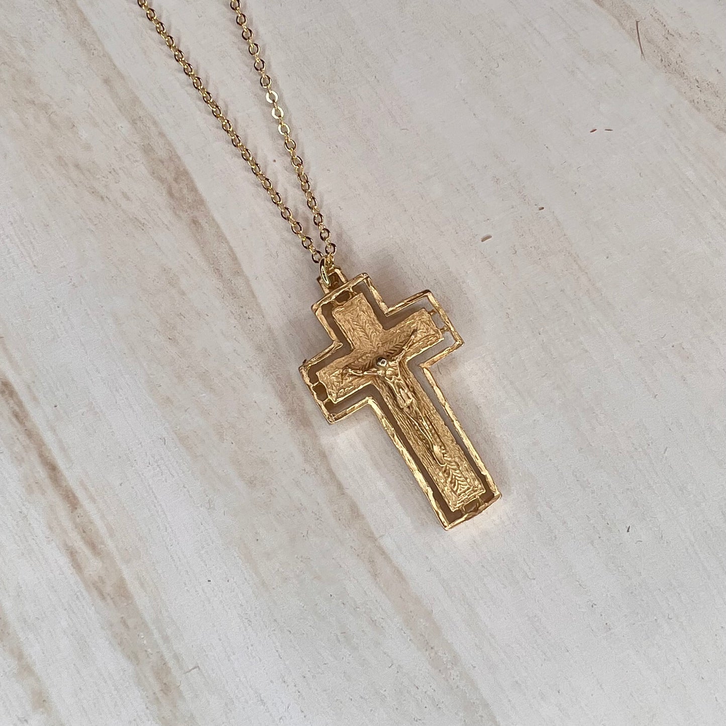 Halo Outline Crucifix Necklace