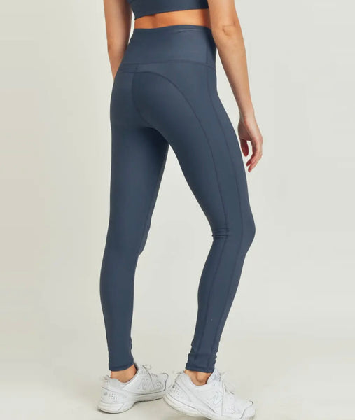 Micro-Rib Lycra-Blend Swoop Back High-Waist Legging