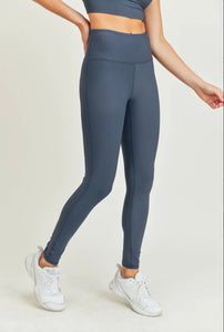 Micro-Rib Lycra-Blend Swoop Back High-Waist Legging