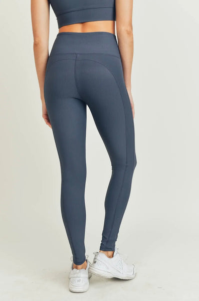 Micro-Rib Lycra-Blend Swoop Back High-Waist Legging