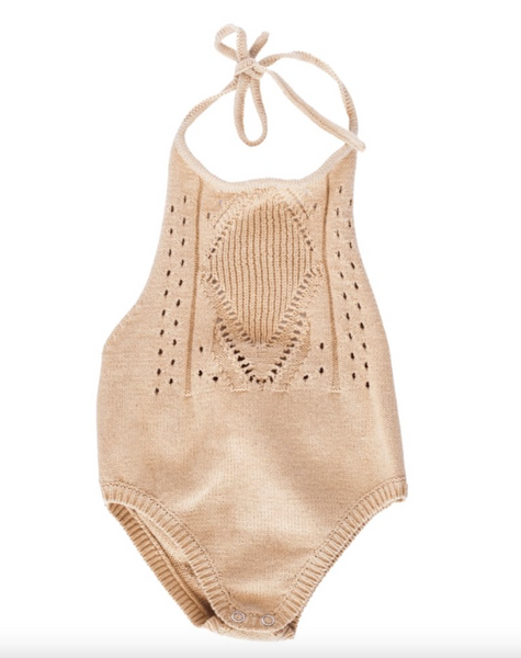 Drake Crochet Halter Onesie | Vanilla