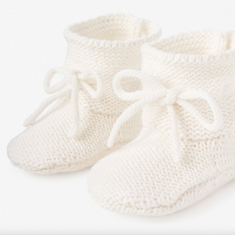 Garter Knit Baby Bootie (White)