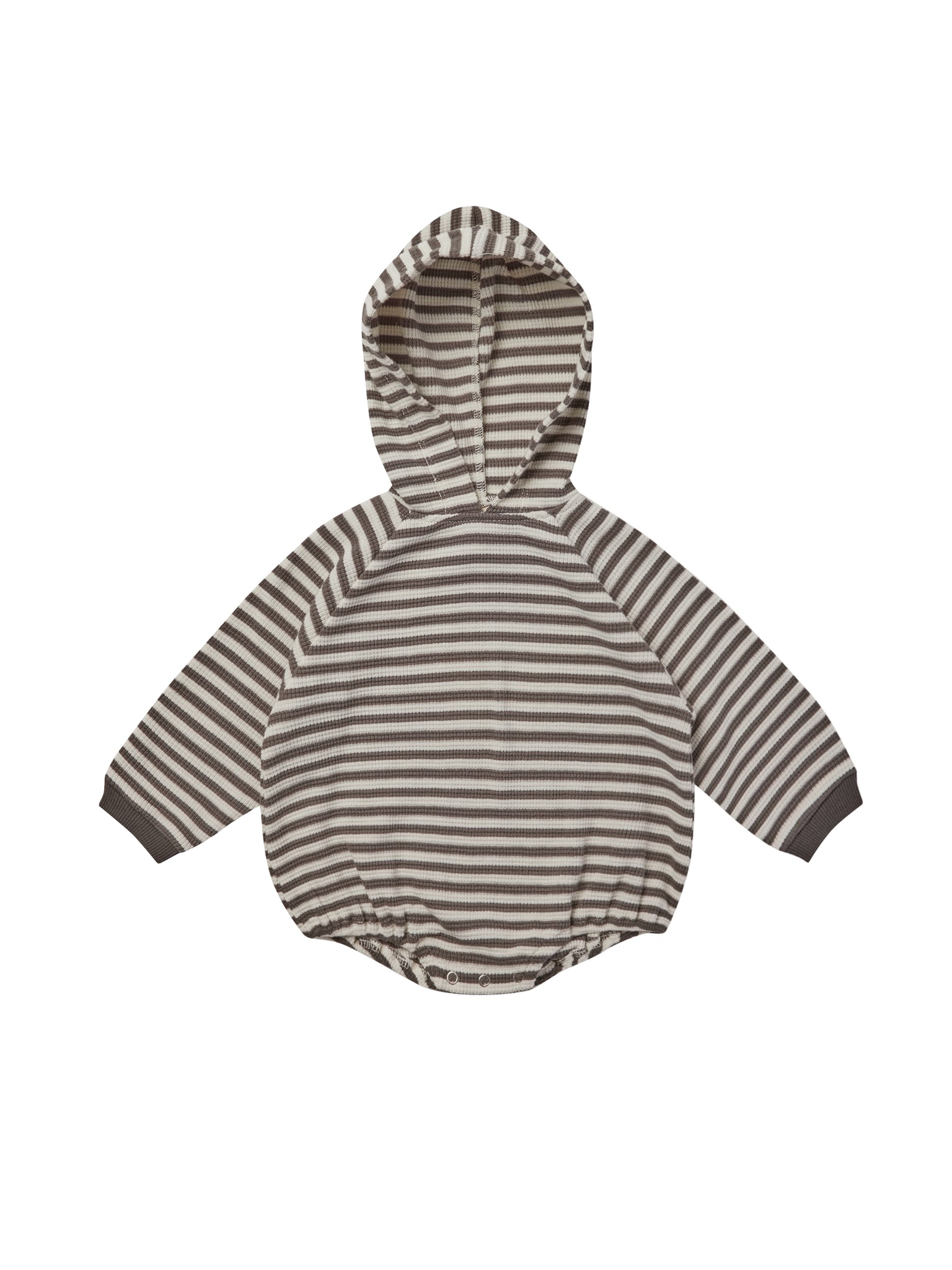 Waffle Hooded Bubble Romper (Charcoal Stripe)