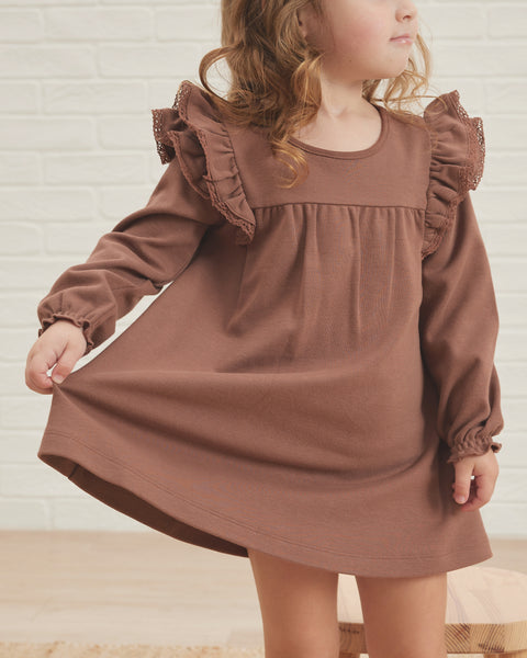 Long Sleeve Flutter Dress & Bloomer  (Pecan)