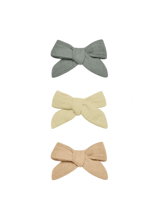 Bow with Clip Set (sea green, yellow, apricot)