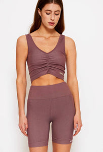 Lauren Shirred Front Tank (rose taupe)