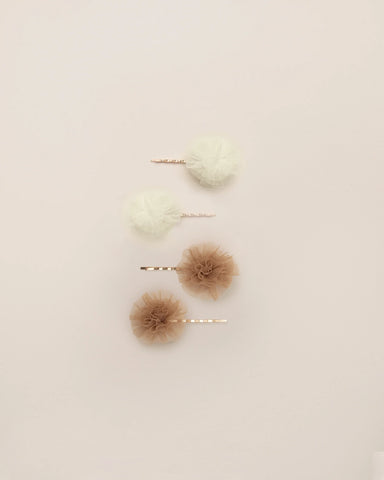 Pom Pom hairpins (Apricot, Champagne)